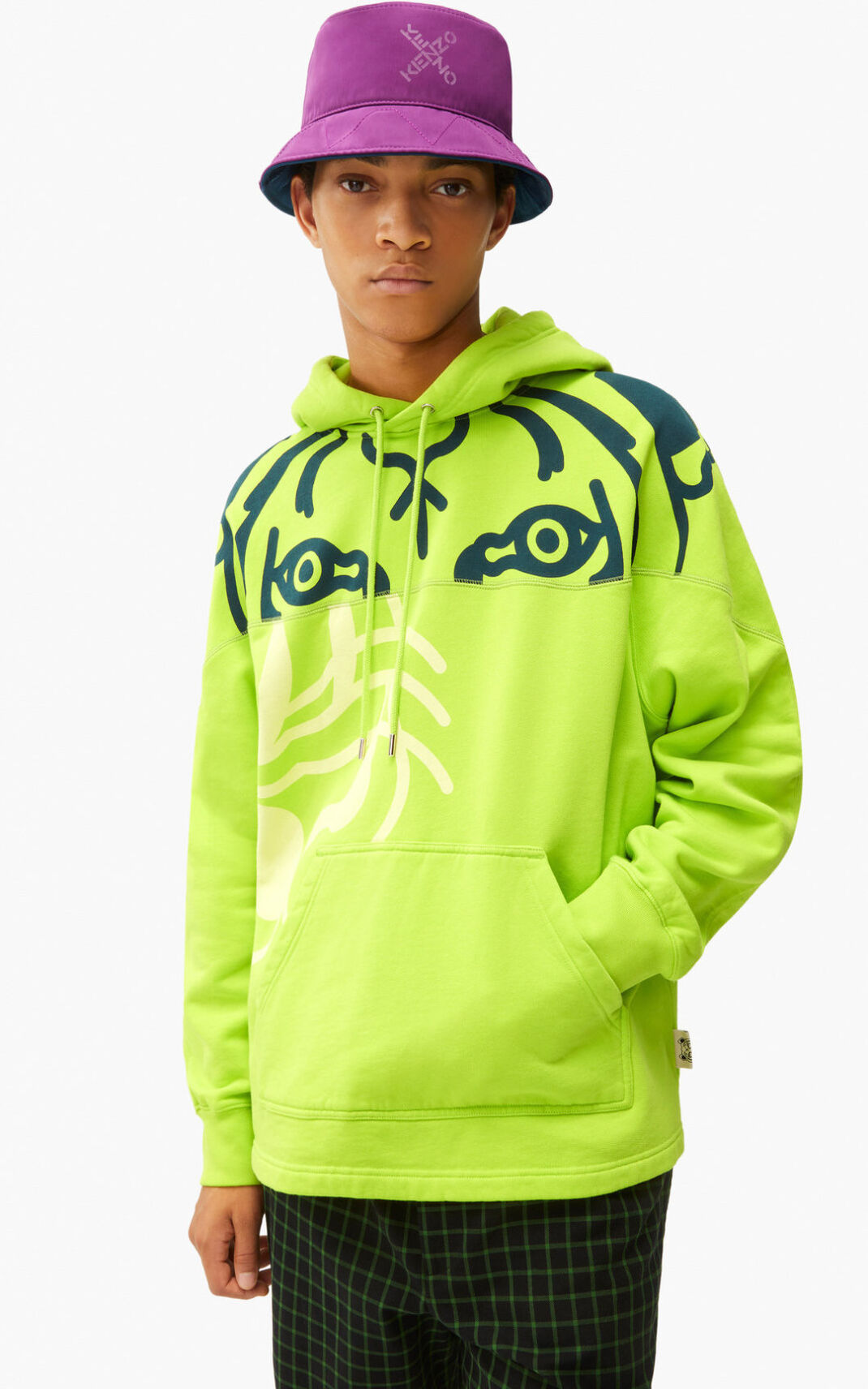 Sweat A Capuche Kenzo Homme K Tiger Vert Clair FTEIK-4862